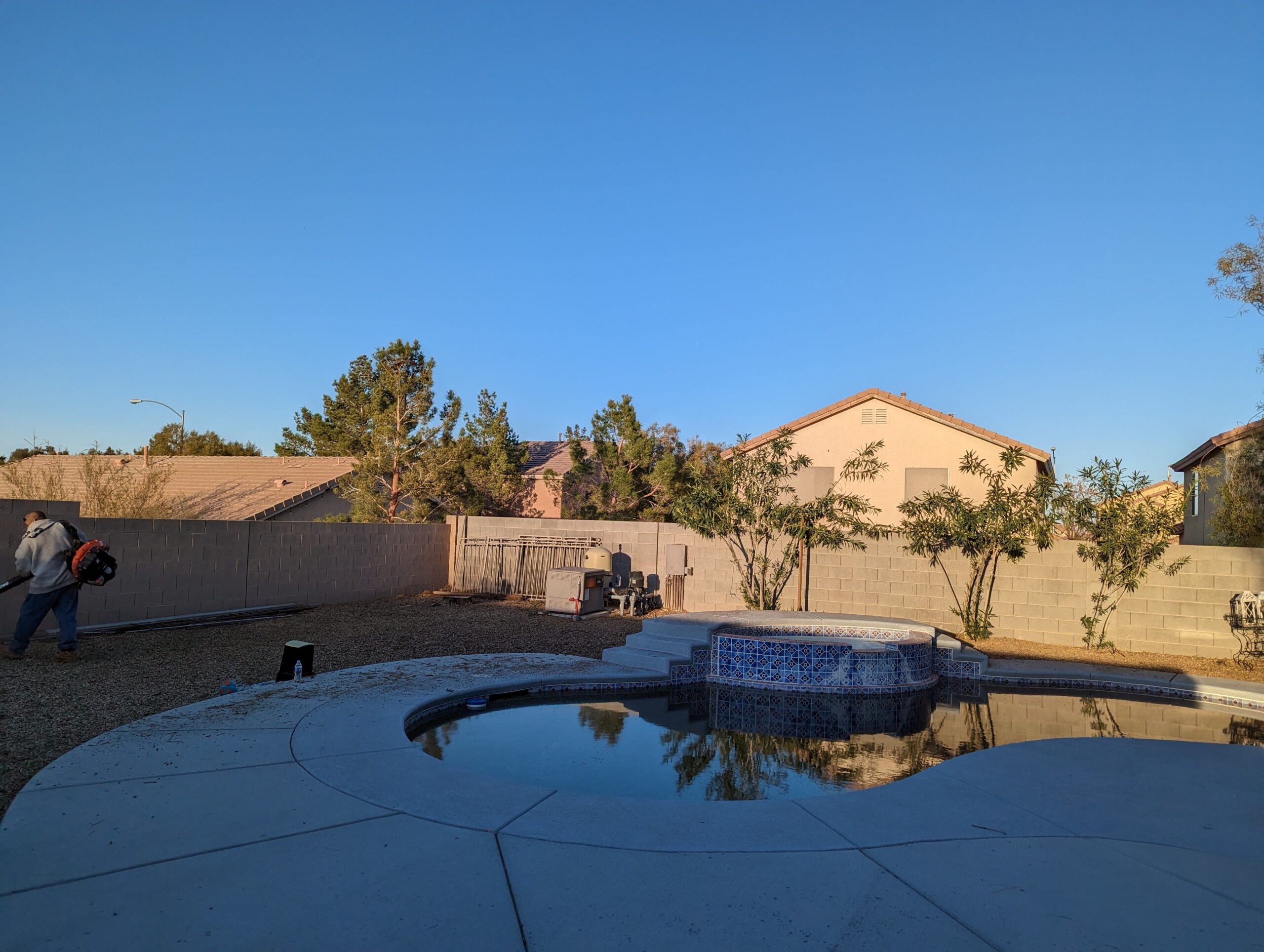 Tree removal cleanup in The Lakes, Las Vegas, NV after cutting down a tree